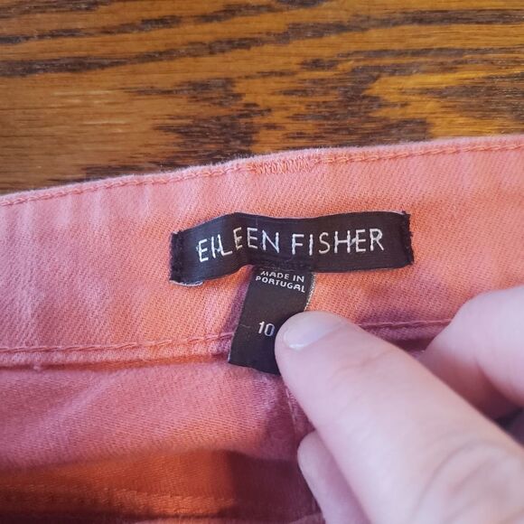 Eileen Fisher coral Pink Twill Ankle Zip Jean 10 - Picture 3 of 5